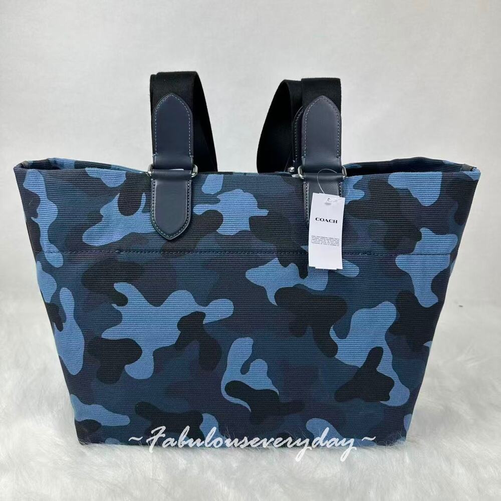 Coach Men's Small Tour Tote Bag With Camo Print Silver/Blue Multi CDQ74 NWT - Picture 4 of 8